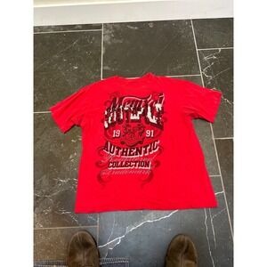 Mens Y2k 2000s Southpole 1991 Graphic T-Shirt Red XXL Short Sleeve Crewneck